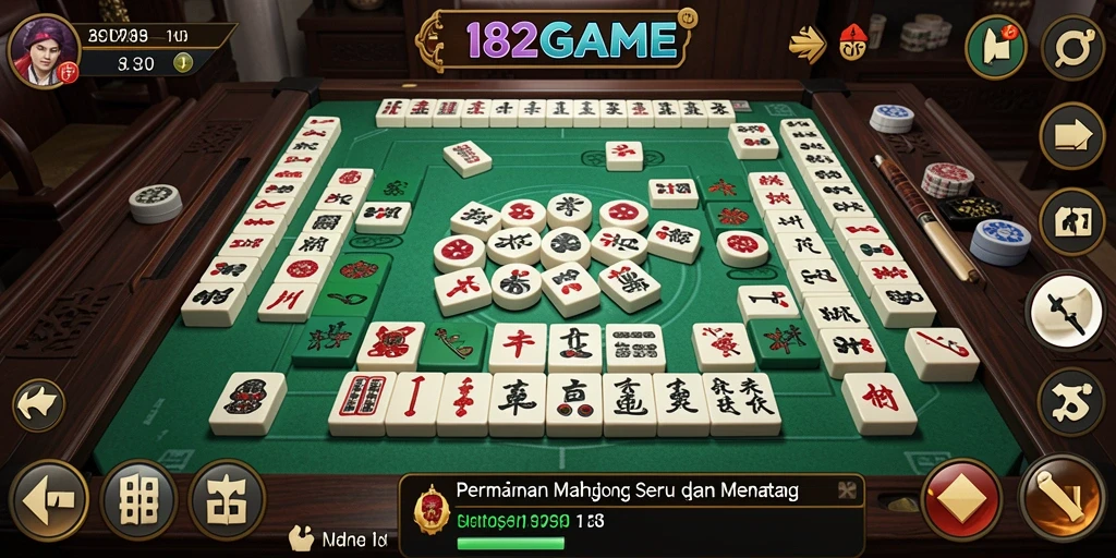 Gameplay seru Mahjong di 182GAME dengan tampilan yang menarik.