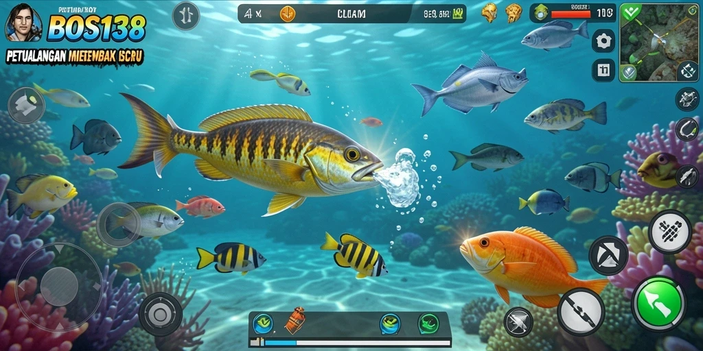 Screenshot menampilkan aksi menembak ikan yang menarik dan seru dalam BOS138.