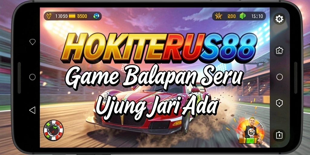 Screenshot HOKITERUS88 menampilkan aksi balapan seru dan kendaraan yang dinamis.