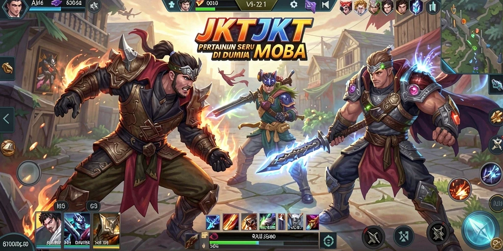 Tangkapan layar menampilkan duel epik antara karakter di arena MOBA.