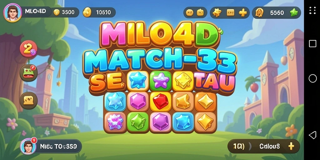 Screenshot utama MILO4D menampilkan gameplay menawan dari permainan Match-3.