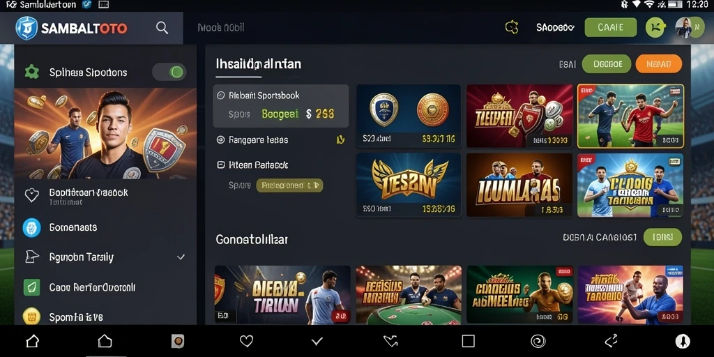 Tampilan menarik dan intuitif dari aplikasi Sportsbook SAMBALTOTO saat pertandingan.