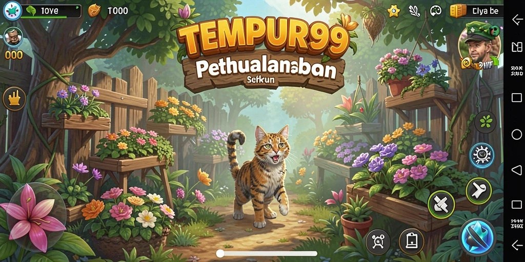 Tampilan gameplay TEMPUR99 yang seru dan menyenangkan saat berkebun.