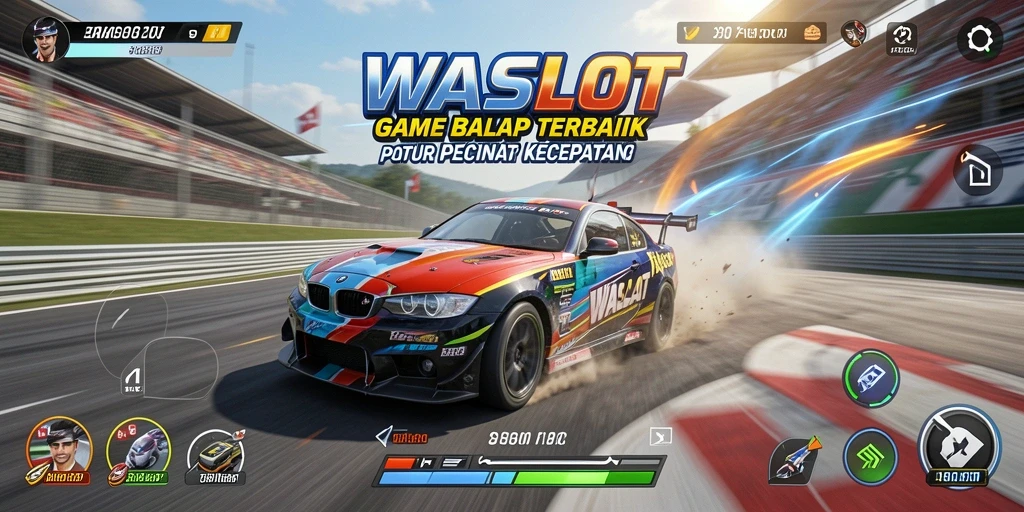 Screenshot gameplay WASLOT dengan aksi balapan yang intens.
