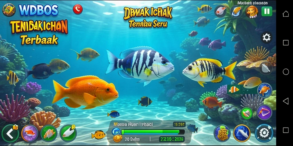 Tampilan gameplay seru di WDBOS dengan aksi Tembak Ikan.